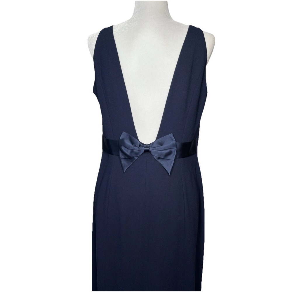 Preview Collection Dress 12 Navy Blue V-back Bow Sheath Maxi Classic Wedding